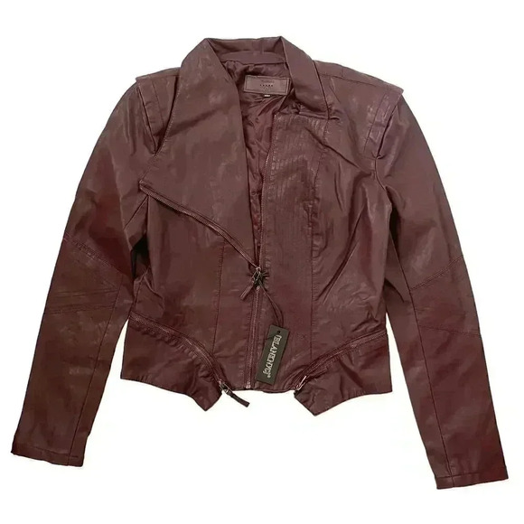 NWT BLANKNYC  Vegan Leather Moto Jacket - Burgundy Oxblood - Size Small - Picture 1 of 4